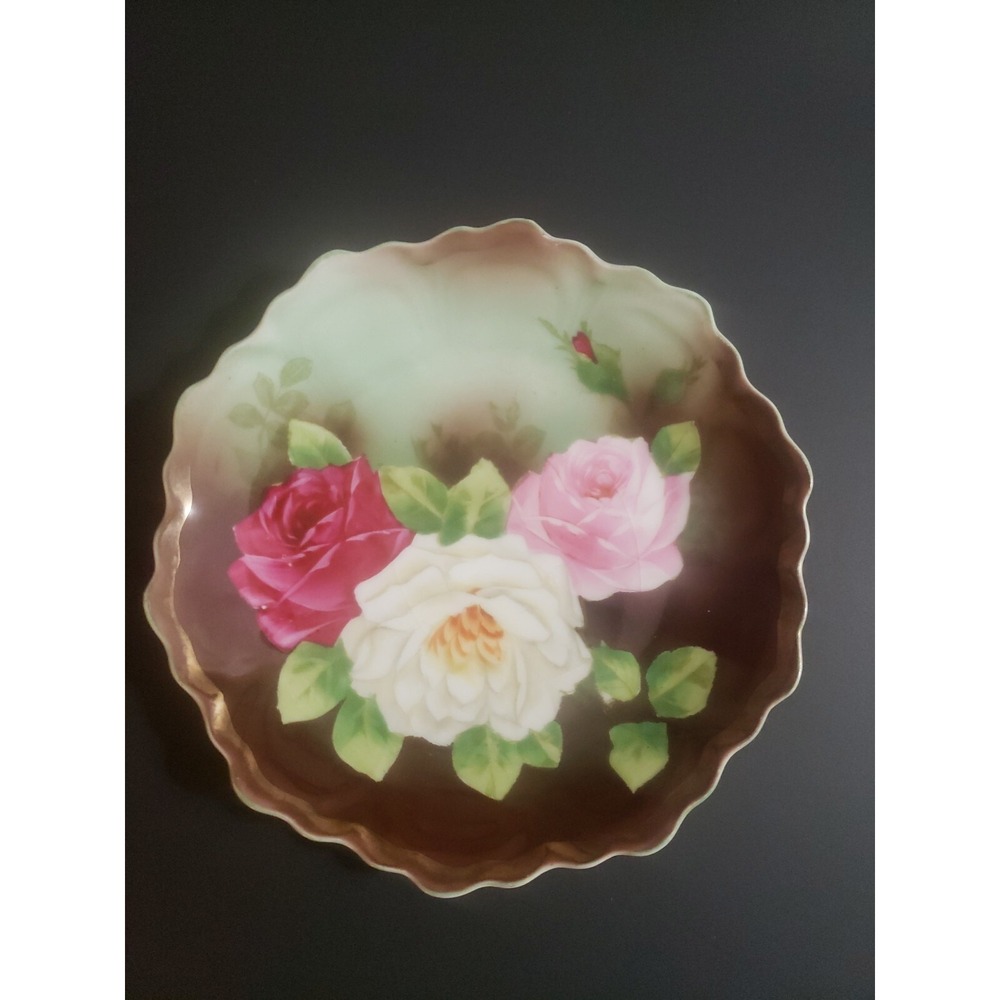 Royal Vienna Hand Painted‎ 6.5" Round Floral Plate with Gold Rim